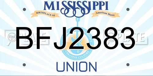 BFJ2383 Mississippi License Plate