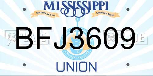 BFJ3609 Mississippi License Plate