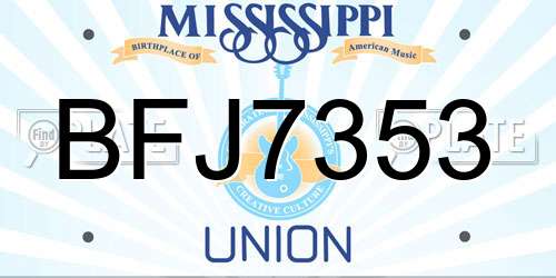 BFJ7353 Mississippi License Plate