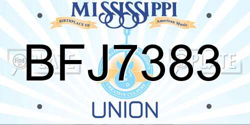 BFJ7383 Mississippi License Plate