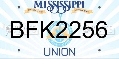 BFK2256 Mississippi License Plate
