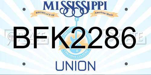BFK2286 Mississippi License Plate