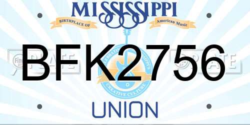 BFK2756 Mississippi License Plate