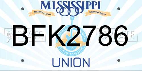 BFK2786 Mississippi License Plate