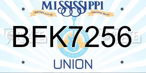 BFK7256 Mississippi License Plate