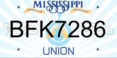 BFK7286 Mississippi License Plate