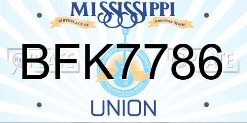 BFK7786 Mississippi License Plate
