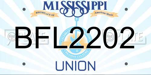BFL2202 Mississippi License Plate