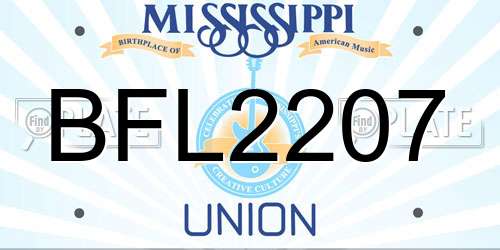 BFL2207 Mississippi License Plate