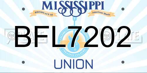 BFL7202 Mississippi License Plate