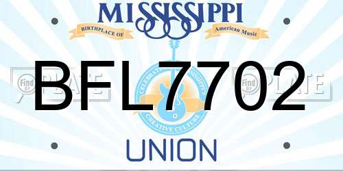 BFL7702 Mississippi License Plate