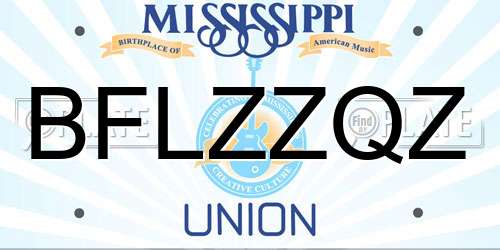 BFLZZQZ Mississippi License Plate