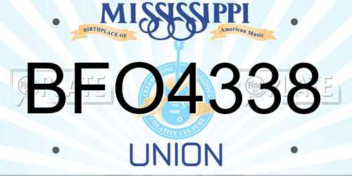 BFO4338 Mississippi License Plate