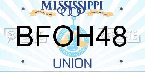 BFOH48 Mississippi License Plate