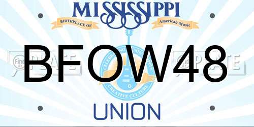 BFOW48 Mississippi License Plate