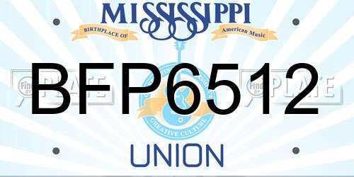 BFP6512 Mississippi License Plate