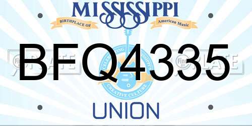 BFQ4335 Mississippi License Plate