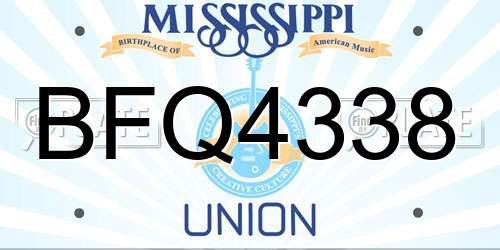 BFQ4338 Mississippi License Plate