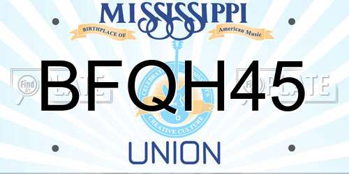 BFQH45 Mississippi License Plate