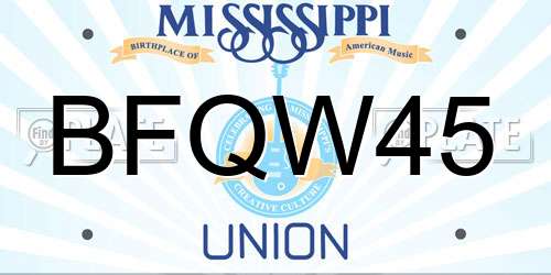 BFQW45 Mississippi License Plate