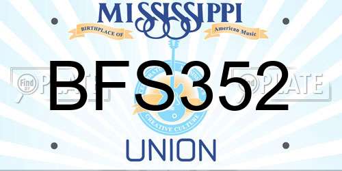 BFS352 Mississippi License Plate
