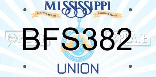 BFS382 Mississippi License Plate