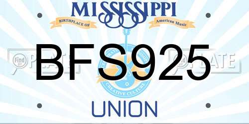 BFS925 Mississippi License Plate