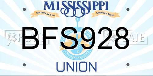 BFS928 Mississippi License Plate
