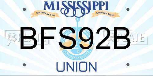BFS92B Mississippi License Plate