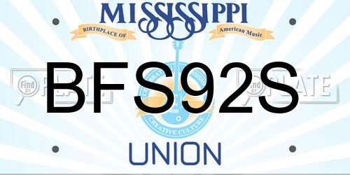 BFS92S Mississippi License Plate