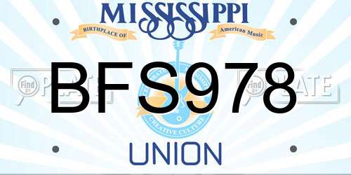 BFS978 Mississippi License Plate