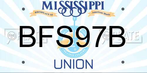BFS97B Mississippi License Plate