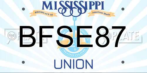 BFSE87 Mississippi License Plate