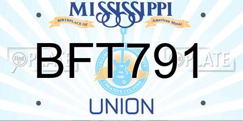 BFT791 Mississippi License Plate