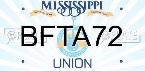 BFTA72 Mississippi License Plate