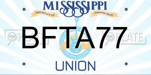 BFTA77 Mississippi License Plate