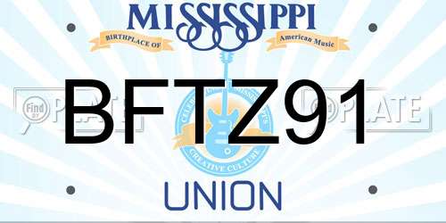 BFTZ91 Mississippi License Plate