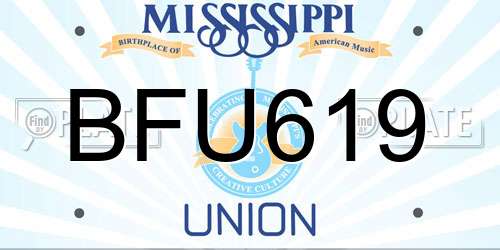 BFU619 Mississippi License Plate