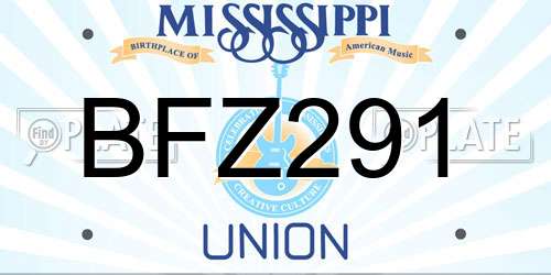 BFZ291 Mississippi License Plate