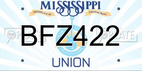 BFZ422 Mississippi License Plate
