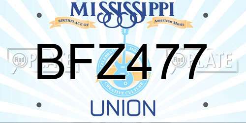 BFZ477 Mississippi License Plate