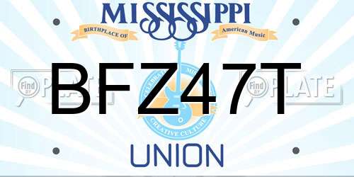 BFZ47T Mississippi License Plate