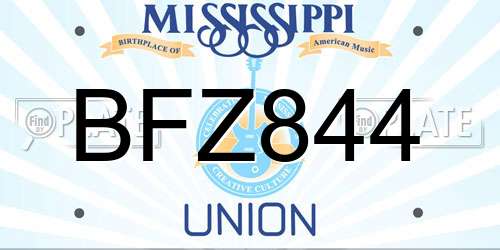 BFZ844 Mississippi License Plate