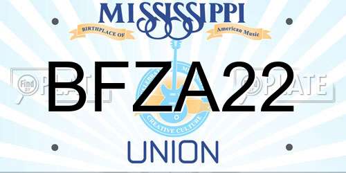 BFZA22 Mississippi License Plate