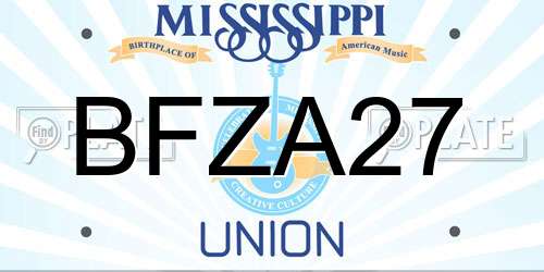 BFZA27 Mississippi License Plate