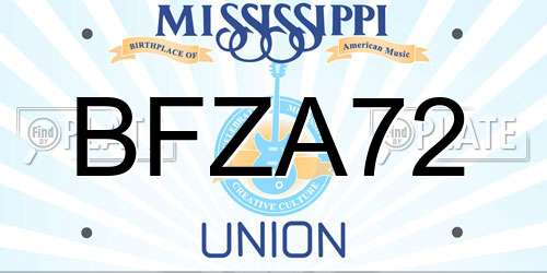 BFZA72 Mississippi License Plate