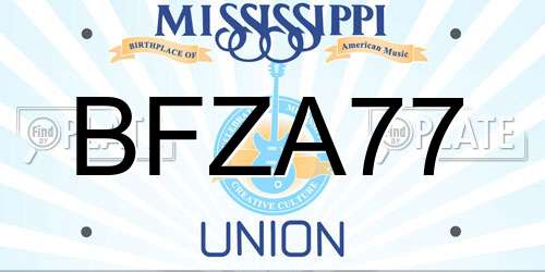 BFZA77 Mississippi License Plate