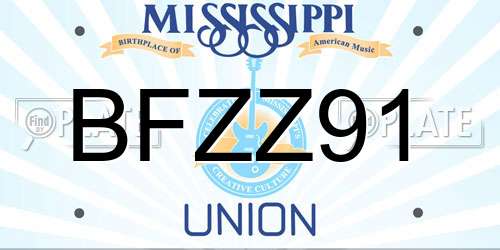BFZZ91 Mississippi License Plate