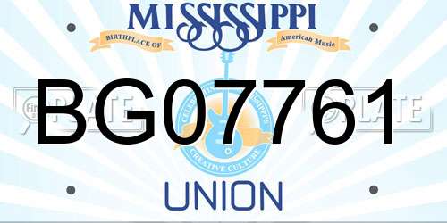 BG07761 Mississippi License Plate