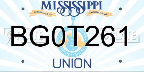 BG0T261 Mississippi License Plate